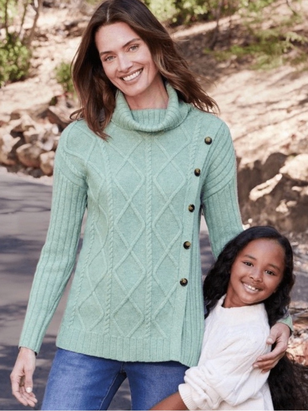 Soft Surroundings Audette Cable Knit Soft Sage Green Sweater - Medium